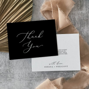 Delicate Dark Black Calligraphy Thank You Card