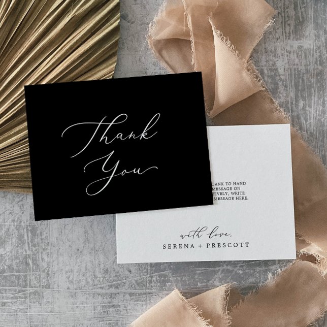 Delicate Dark Black Calligraphy Thank You Card (Creator Uploaded)