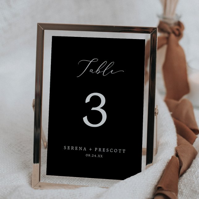 Delicate Dark Black Calligraphy Wedding Table Number (Creator Uploaded)