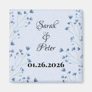 Delicate Dark Blue Wildflowers Save the Date Magnet