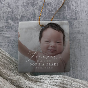 Delicate Dark Overlay Photo Baby Memorial Ceramic Ornament