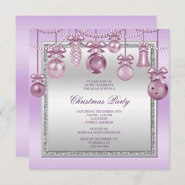 Delicate Decorations Christmas Party Invitation (Front/Back)
