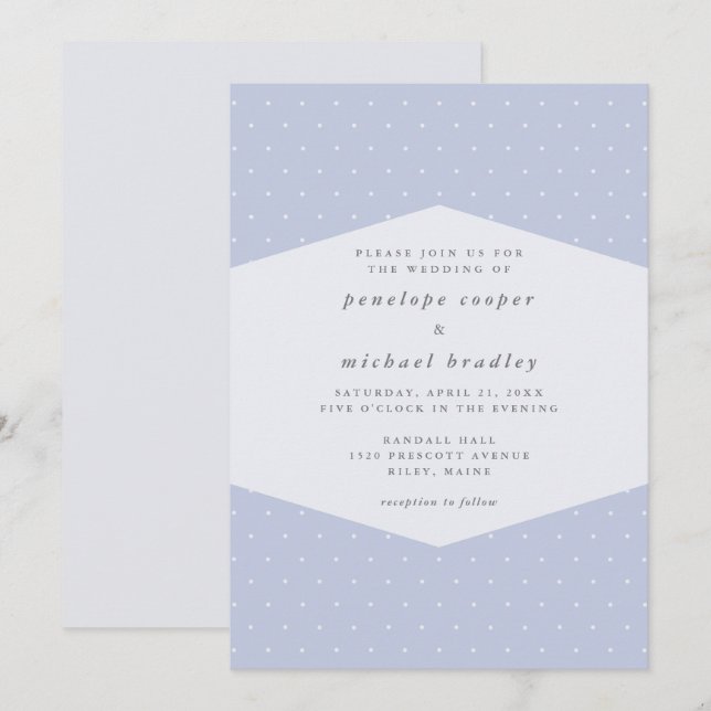 Delicate Dots Pretty Blue Wedding Invitation (Front/Back)