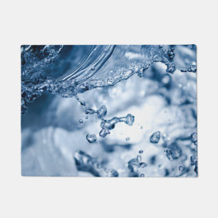 Delicate drops of light blue water doormat