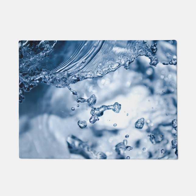 Delicate drops of light blue water  doormat (Front)