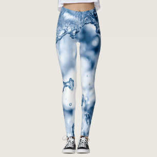 Delicate drops of light blue water leggings