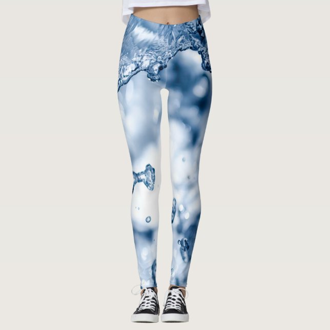 Delicate drops of light blue water leggings (Front)
