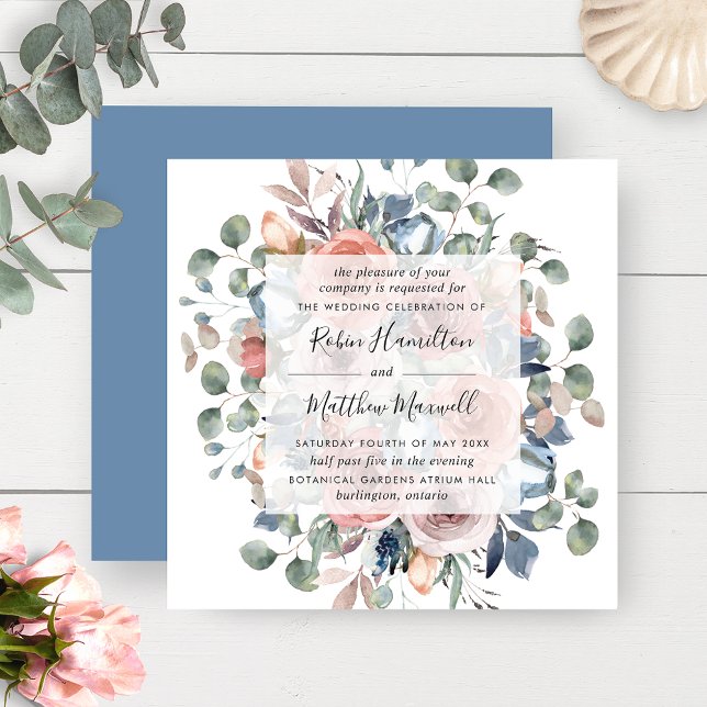 Delicate Dusty Blue and Greenery Floral Wedding In Invitation (Creator Uploaded)