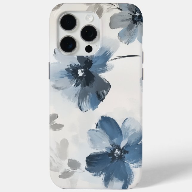 Delicate Dusty Blue Floral Art 🌸 Case-Mate iPhone Case (Back)