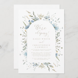 Delicate Dusty Blue Wildflowers Elopement Party Invitation