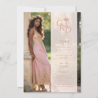 Delicate Dusty Pink Stylish Photo Grad Party TMF26 Invitation