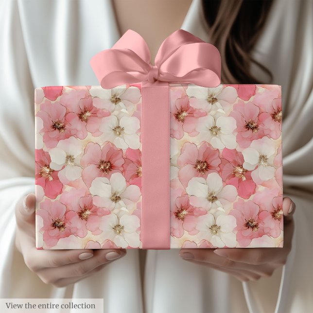 Delicate dusty rose and gold floral paper wrap (Delicate dusty rose and gold floral paper wrap)