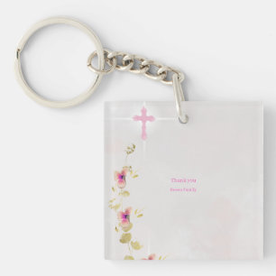 Delicate elegance floral baptism keychain