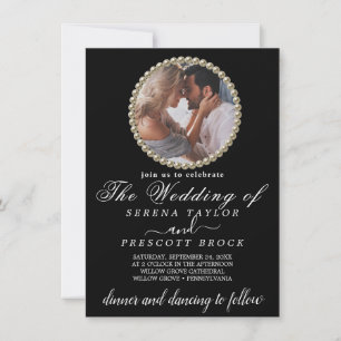 Delicate Elegant Black Calligraphy Photo Wedding Invitation
