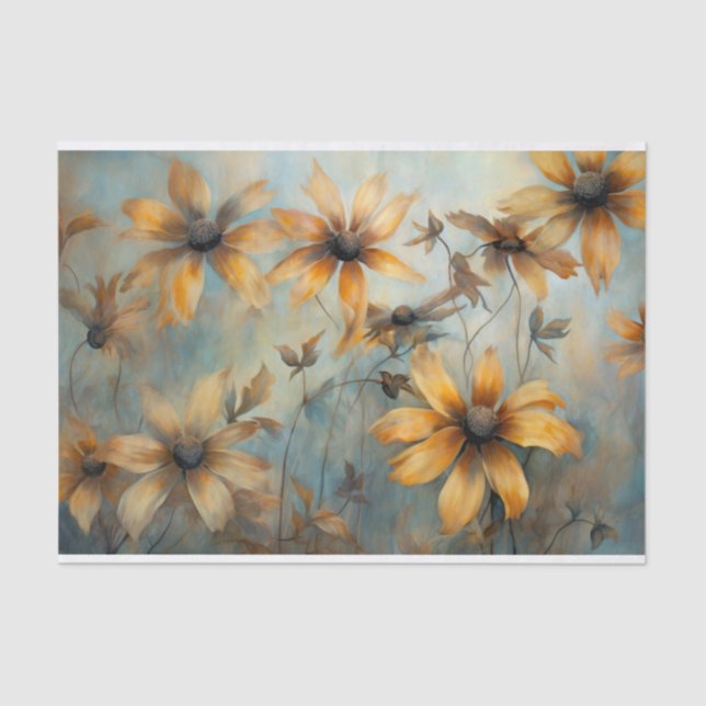Delicate, Elegant BlackEyed Susan Floral Decoupage Tissue Paper (Front)
