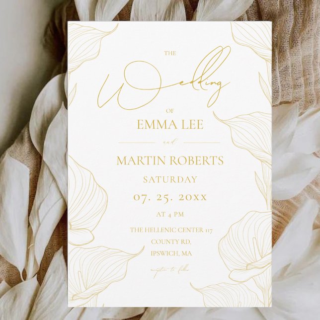 Delicate Elegant Gold Flower Wedding  Invitation (Creator Uploaded)