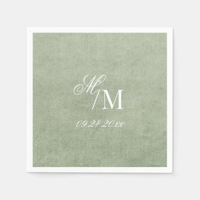 Delicate Elegant Minimal Sage Green Wedding Napkin (Front)