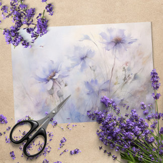 Delicate, Elegant Purple Anemone Floral Decoupage Tissue Paper