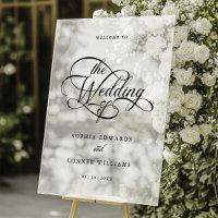 Delicate Elegant Script Wedding Welcome Frosted