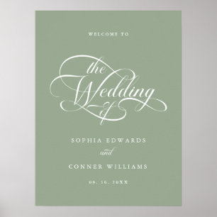 Delicate Elegant Wedding Sage Green Welcome Sign