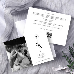 Delicate Exquisite Black & White Wedding Initials  Save The Date