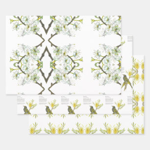 Delicate Eye-Catching Watercolour Honeyeater  Wrapping Paper Sheet