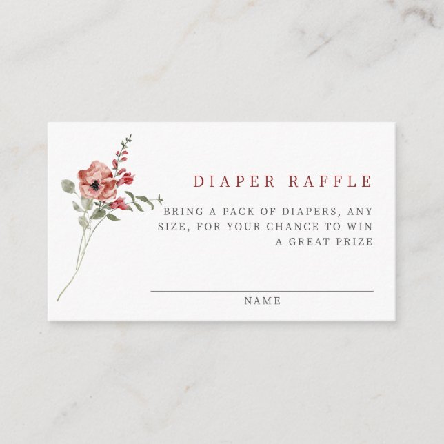 Delicate Fall Floral Baby Shower Diaper Raffle Enclosure Card (Front)