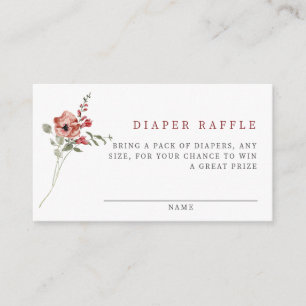 Delicate Fall Floral Baby Shower Diaper Raffle Enclosure Card
