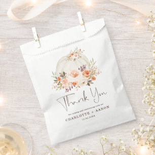 Delicate Fall Floral Pumpkin Wedding Thank You Favour Bag
