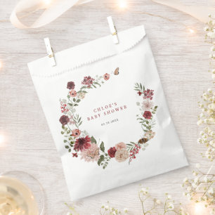 Delicate Fall Floral Wreath Baby Shower Favour Bag