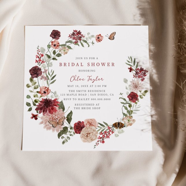 Delicate Fall Floral Wreath Bridal Shower Invitation (Creator Uploaded)