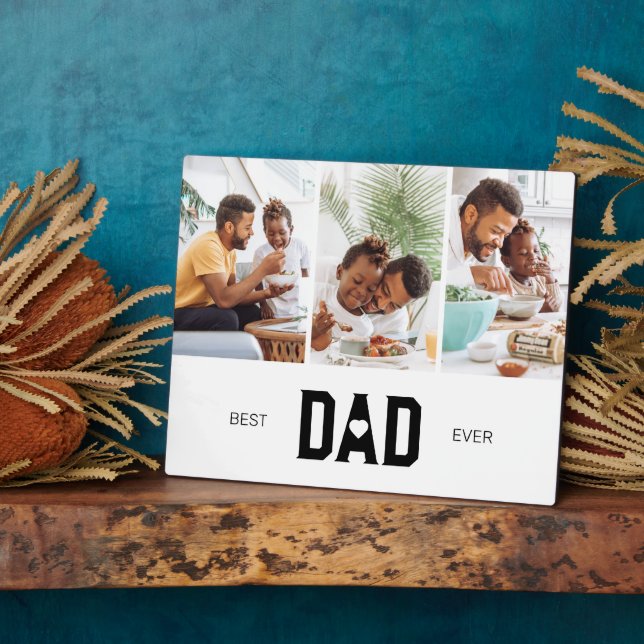 Delicate Father's Day Best Dad Ever Photo Collage Plaque (Side)