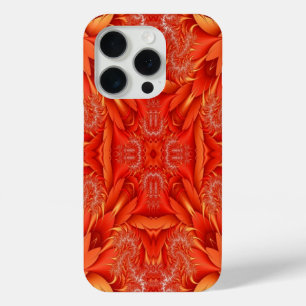 Delicate Feather Fractal Design - red iPhone 15 Pro Case