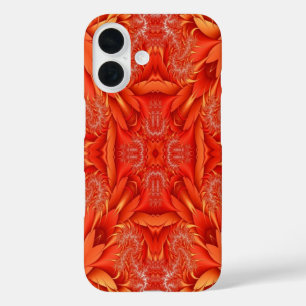 Delicate Feather Fractal Design - red iPhone 16 Case