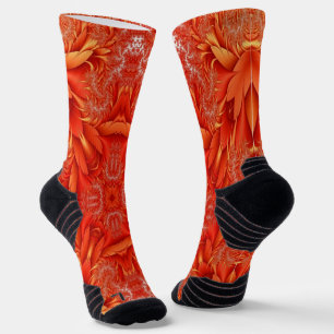 Delicate Feather Fractal Design - red Socks