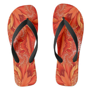 Delicate Feather Fractal Design - red Thongs