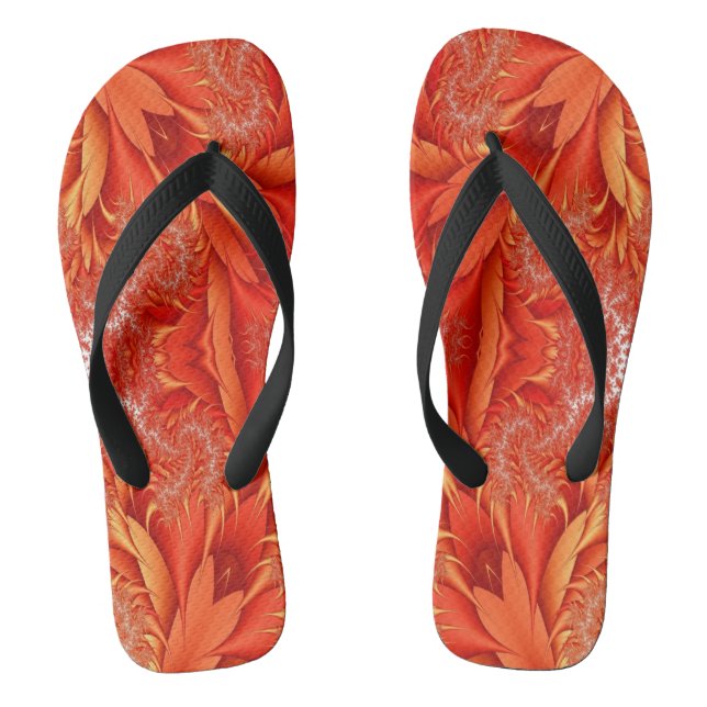 Delicate Feather Fractal Design - red Thongs (Footbed)