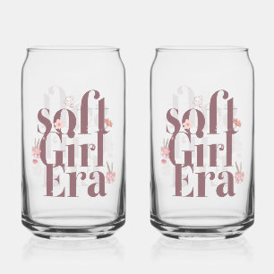 Delicate Feminine Script with Flowers Can Glass