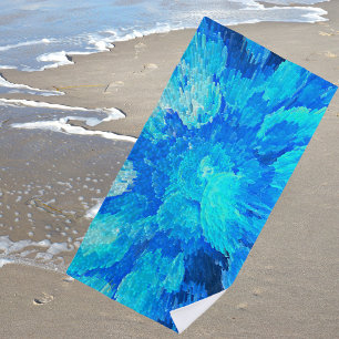 Delicate, floating creatures in the sea - abstract beach towel