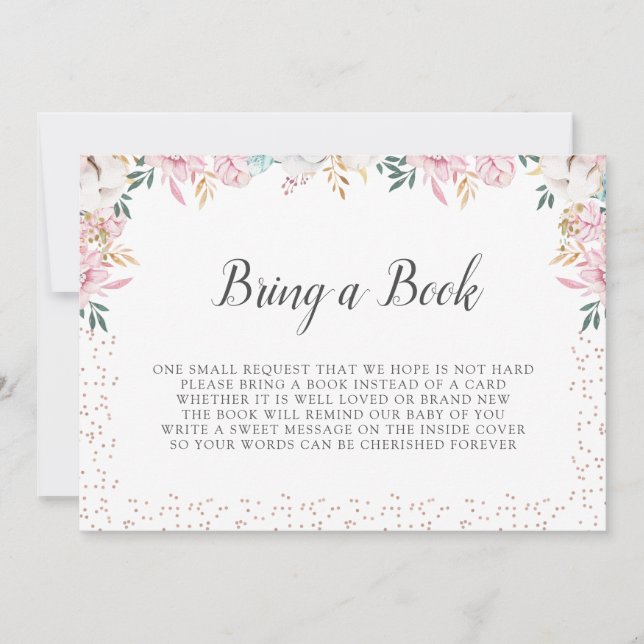 Delicate Floral and Cotton Bring a Book Invitation (Front)
