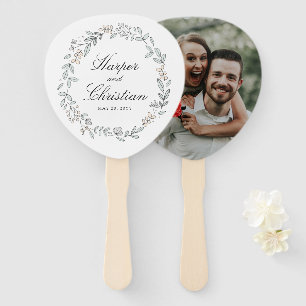 Delicate Floral and Photo Wedding Hand Fan