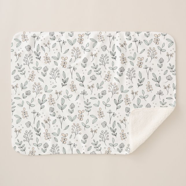Delicate Floral Baby Sherpa Blanket (Front (Horizontal))