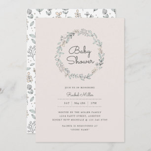 Delicate Floral Baby Shower Invitations
