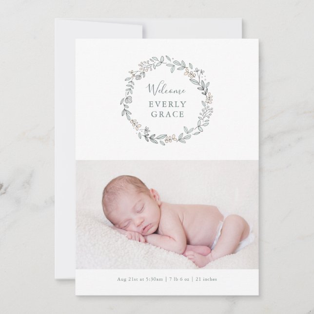 Delicate Floral Birth Announcement (Front)