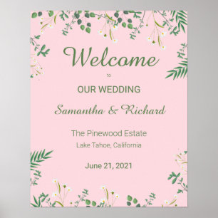 Delicate Floral Border Wedding Poster