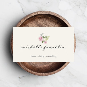 Delicate Floral Bouquet Beauty and Style Ivory Business Card