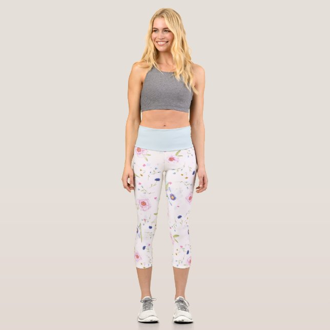 Delicate Floral  Capri Leggings (Front)