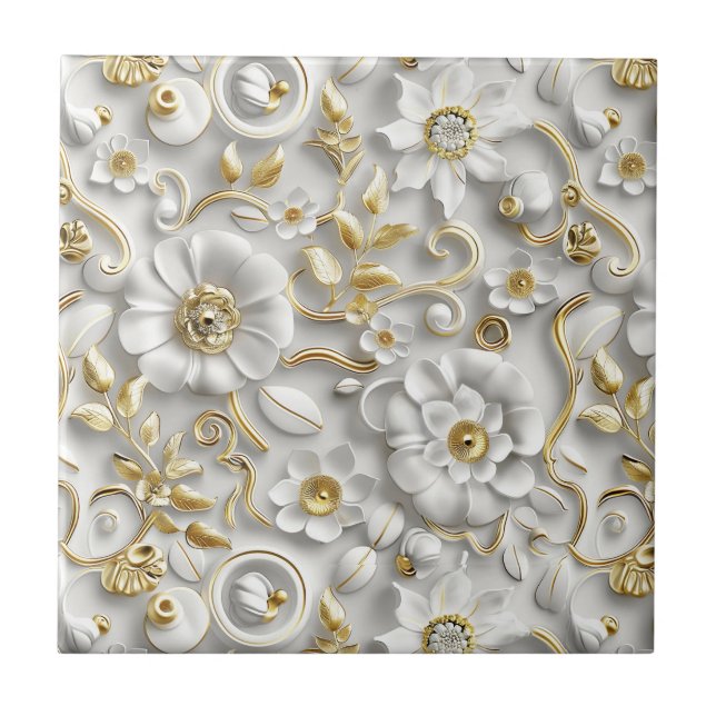  Delicate Floral  Ceramic Tile (Front)