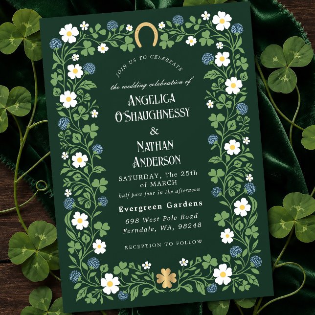 Delicate Floral Clover Spring Wedding  Invitation (Creator Uploaded)