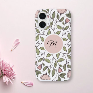 Delicate Floral Custom Monogram  iPhone 16 Case